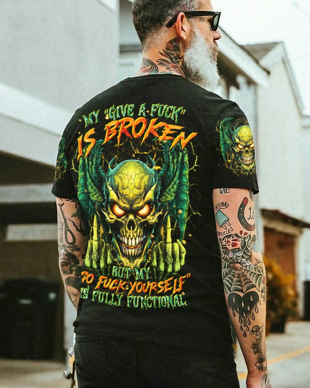 BLISSCORNERS MY GIVE A F IS BROKEN SKULL WINGS ALL OVER PRINT