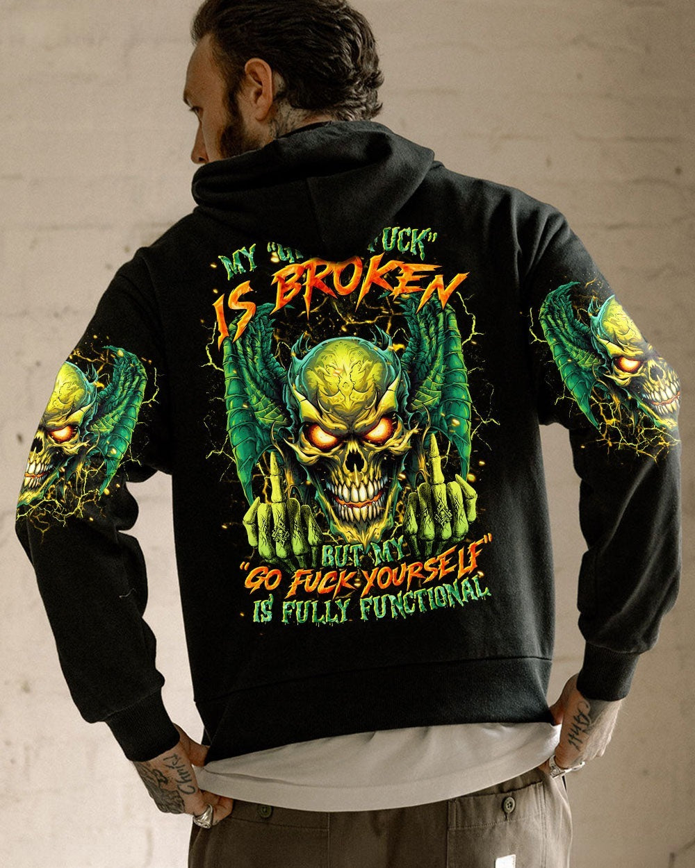 BLISSCORNERS MY GIVE A F IS BROKEN SKULL WINGS ALL OVER PRINT