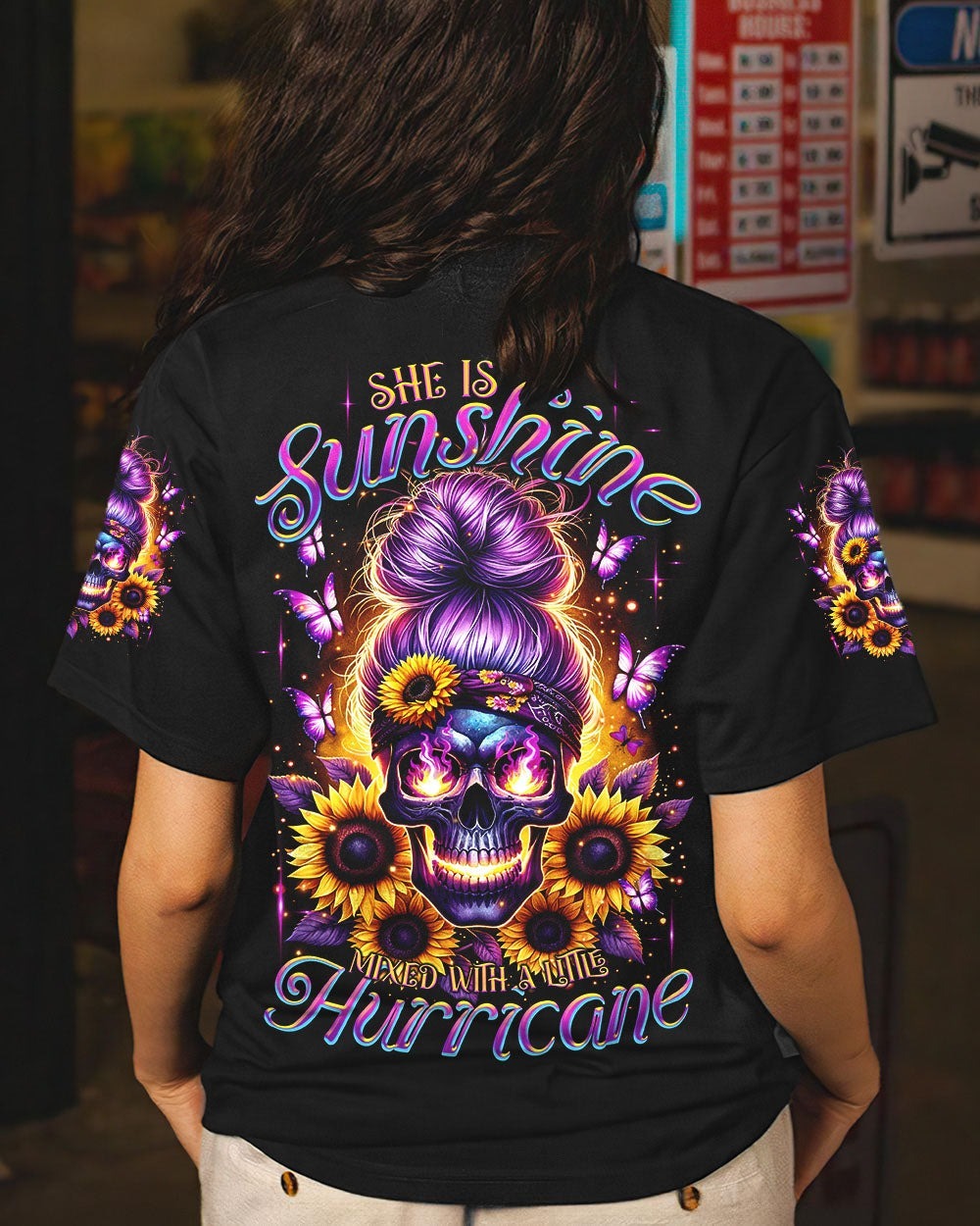 BLISSCORNERS B GIRLS CHUG BEER MESSY BUN SKULL PATRICK'S DAY ALL OVER PRINT