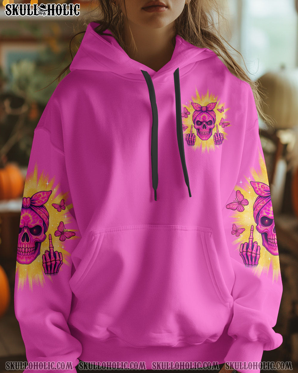 BLISSCORNERS I AM WHO I AM SKULL MESSY BUN ALL OVER PRINT