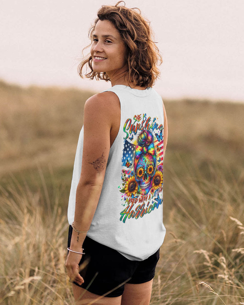 BLISSCORNERS I'M A B DON'T TRY ME FIRE MESSY BUN ALL OVER PRINT