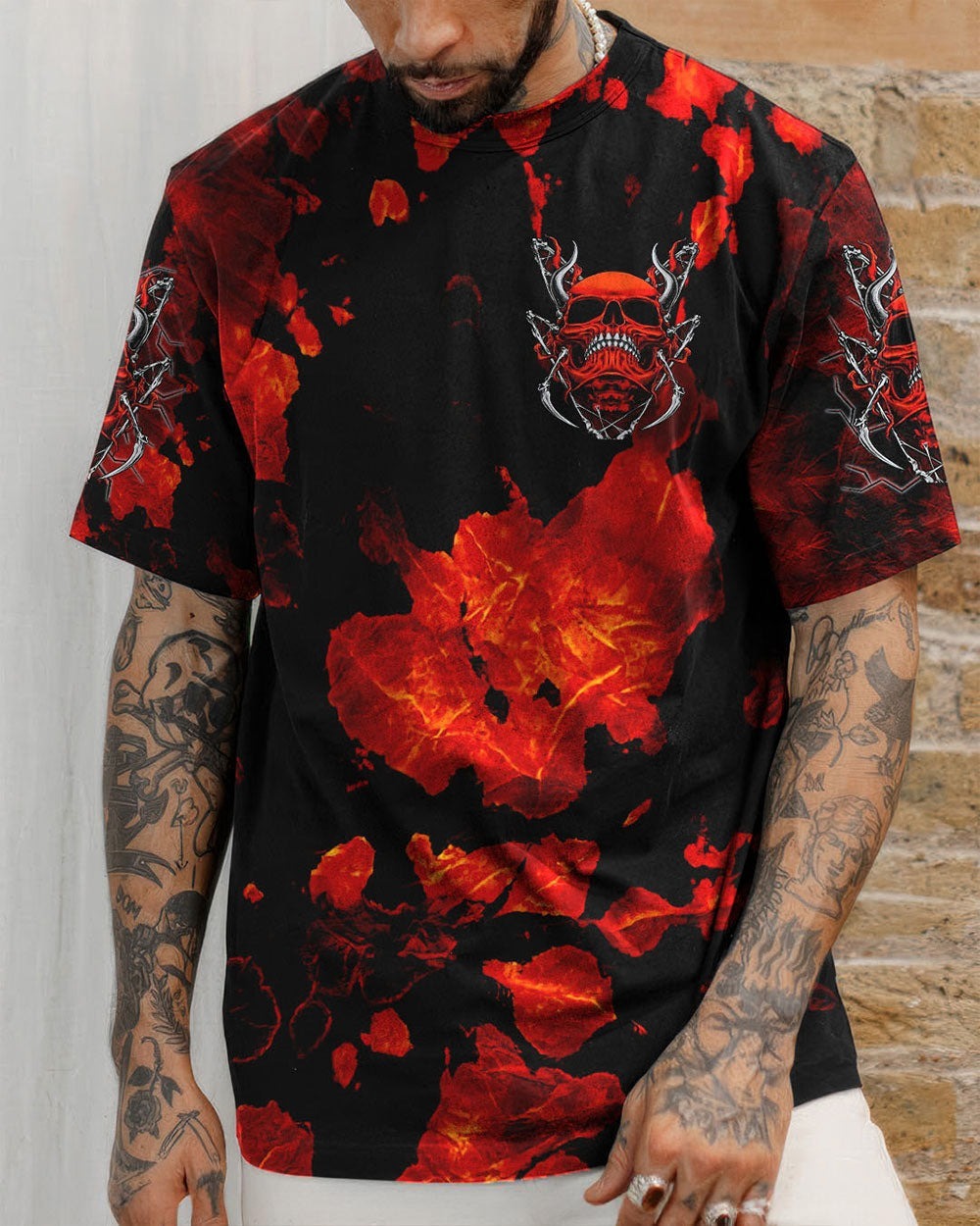 BLISSCORNERS I'M NEVER ALONE SKULL DEMON TIE DYE ALL OVER PRINT