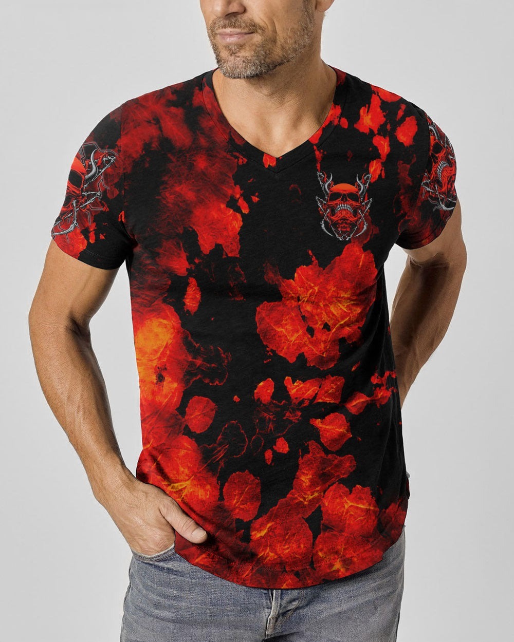 BLISSCORNERS I'M NEVER ALONE SKULL DEMON TIE DYE ALL OVER PRINT