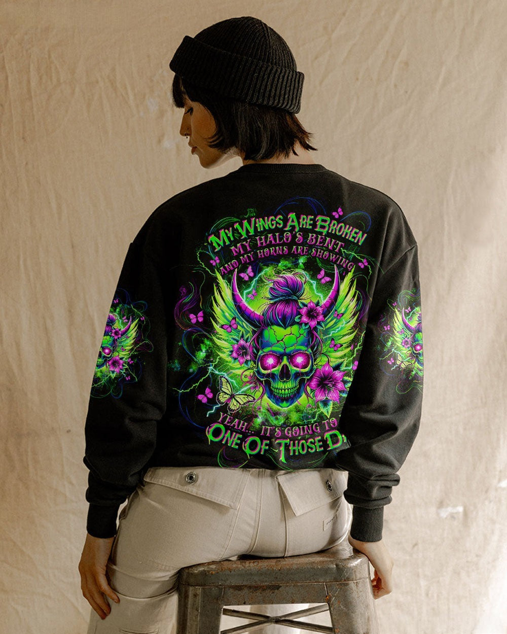 BLISSCORNERS BUT DID YOU DIE MOM LIFE SKULL MESSY BUN ALL OVER PRINT
