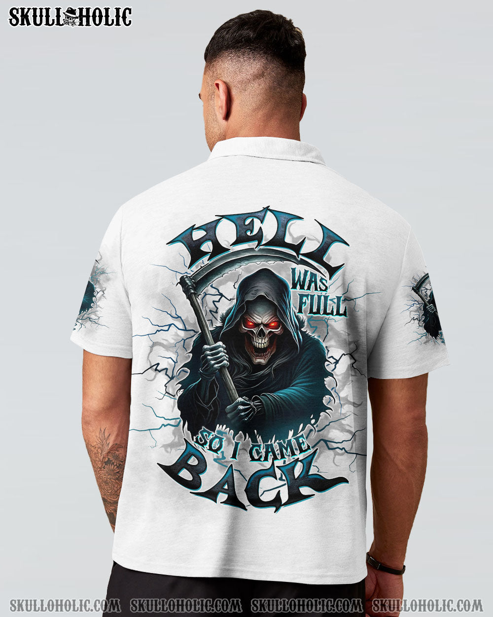 BLISSCORNERS HELL WAS FULL SO I CAME BACK REAPER SKULL ALL OVER PRINT
