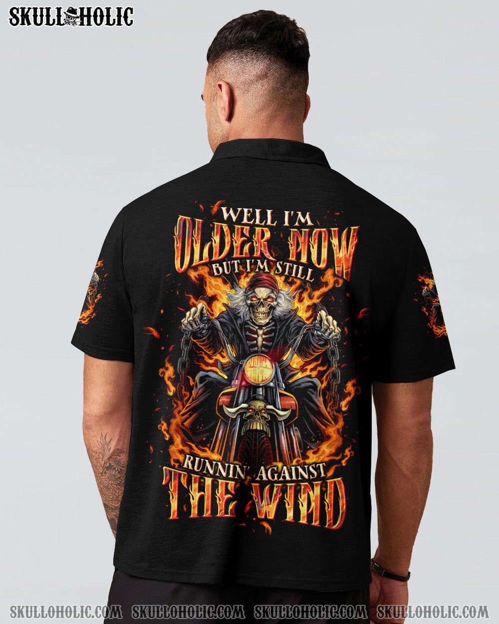 BLISSCORNERS RUNNING AGAINST THE WIND BIKER SKULL ALL OVER PRINT