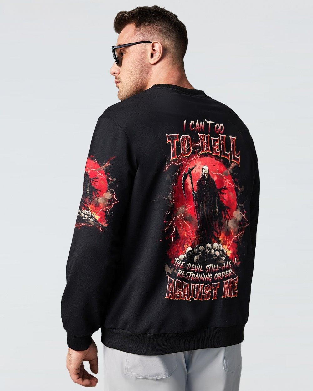 BLISSCORNERS I CAN'T GO TO HELL THUNDER SKULL ALL OVER PRINT