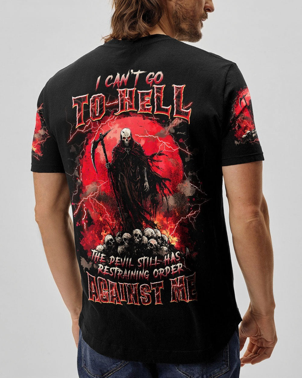 BLISSCORNERS I CAN'T GO TO HELL THUNDER SKULL ALL OVER PRINT
