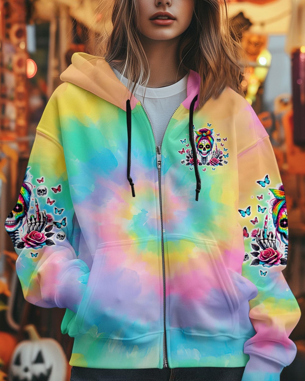 BLISSCORNERS HOW HEARTLESS I CAN BE TATTOO SKULL MESSY BUN ALL OVER PRINT