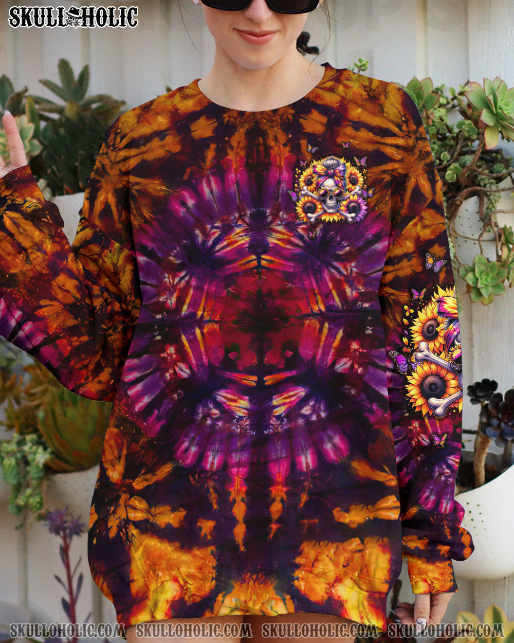 BLISSCORNERS THE GOOD GIRL IN ME MESSY BUN SKULL ALL OVER PRINT