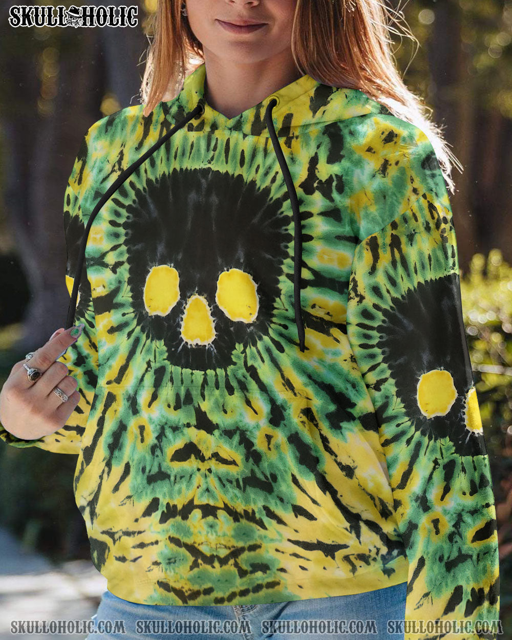 BLISSCORNERS BLACK SKULL TIE DYE HAND DYED ALL OVER PRINT
