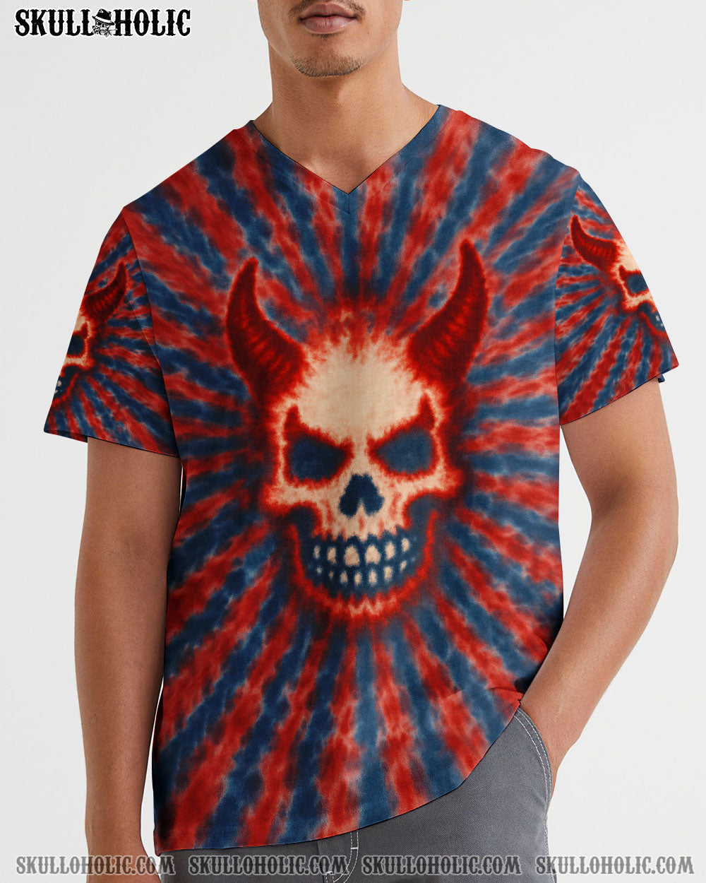 BLISSCORNERS DEVIL SKULL TIE DYE HAND DYED ALL OVER PRINT