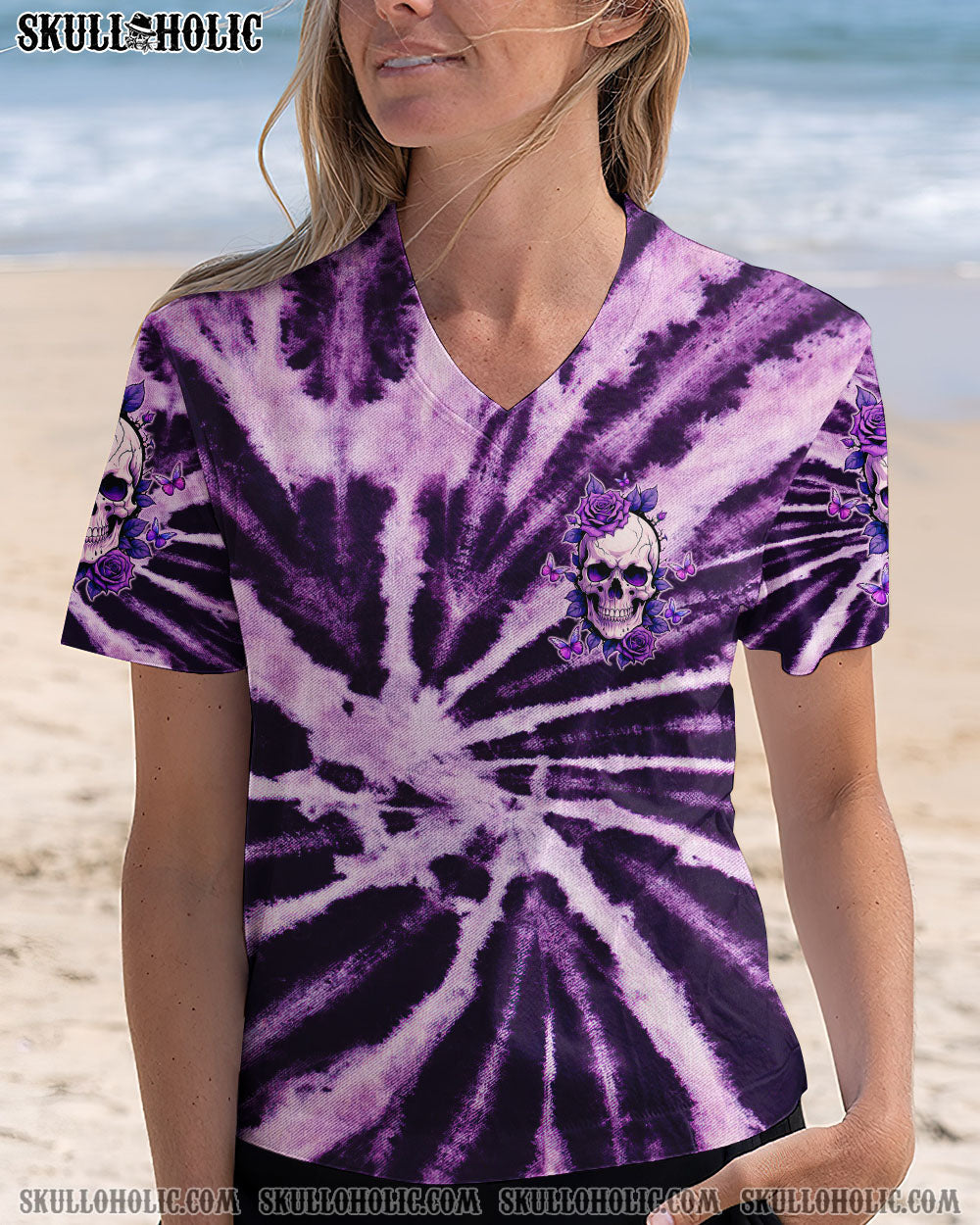 BLISSCORNERS DON'T TRY TO FIGURE ME OUT SKULL PURPLE TIE DYE ALL OVER PRINT