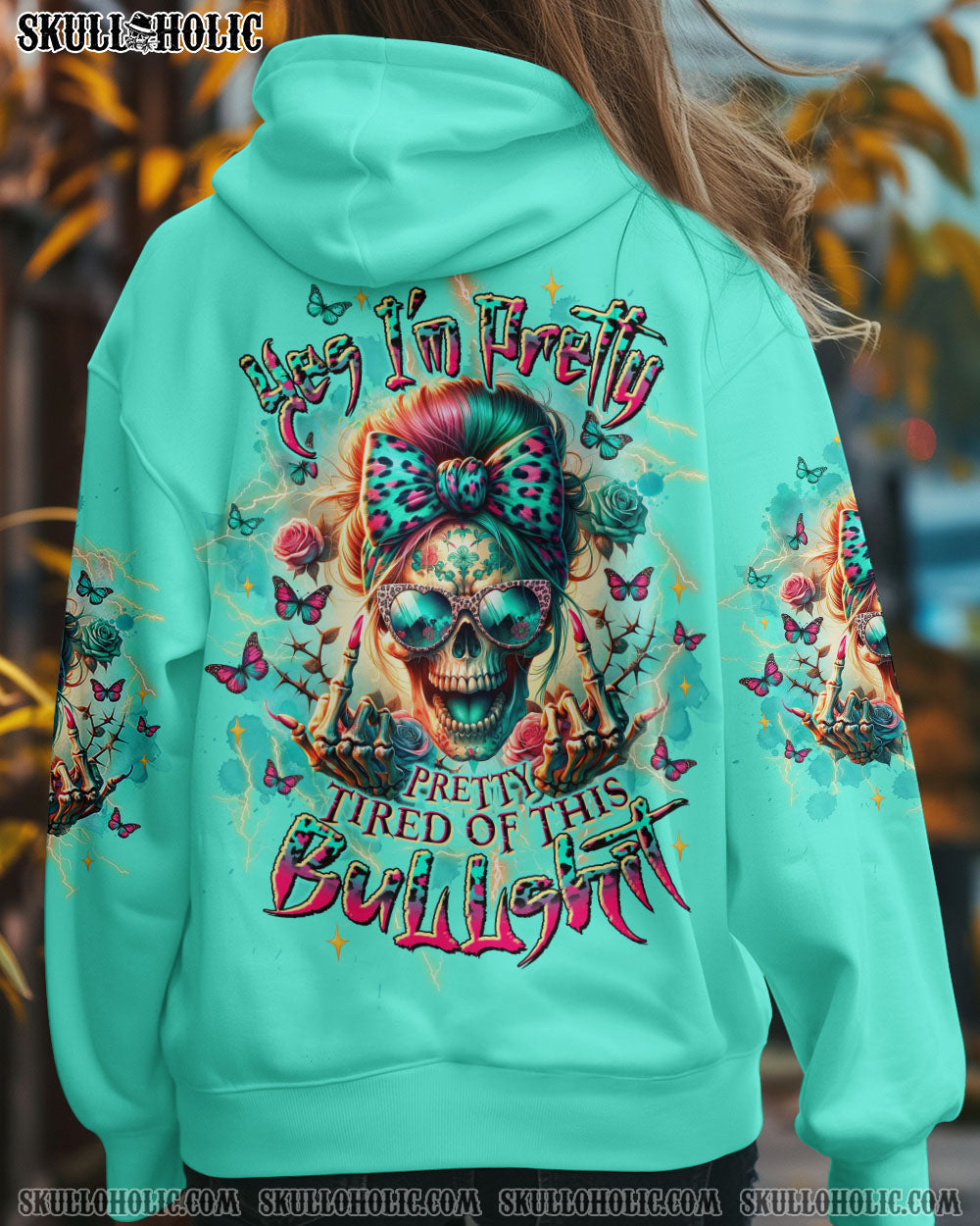BLISSCORNERS YES I'M PRETTY SKULL MESSY BUN ALL OVER PRINT