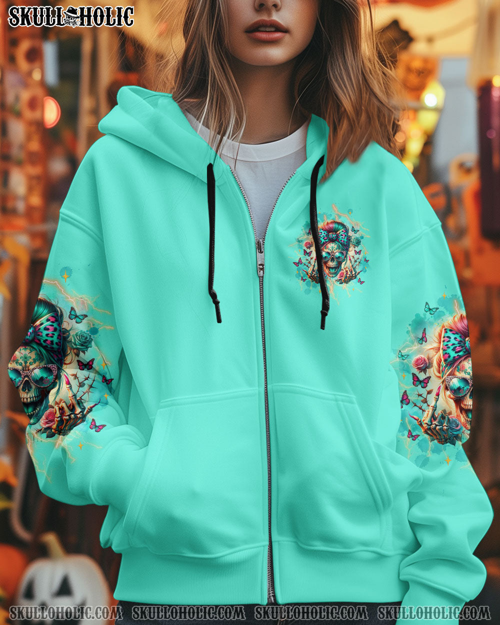 BLISSCORNERS YES I'M PRETTY SKULL MESSY BUN ALL OVER PRINT