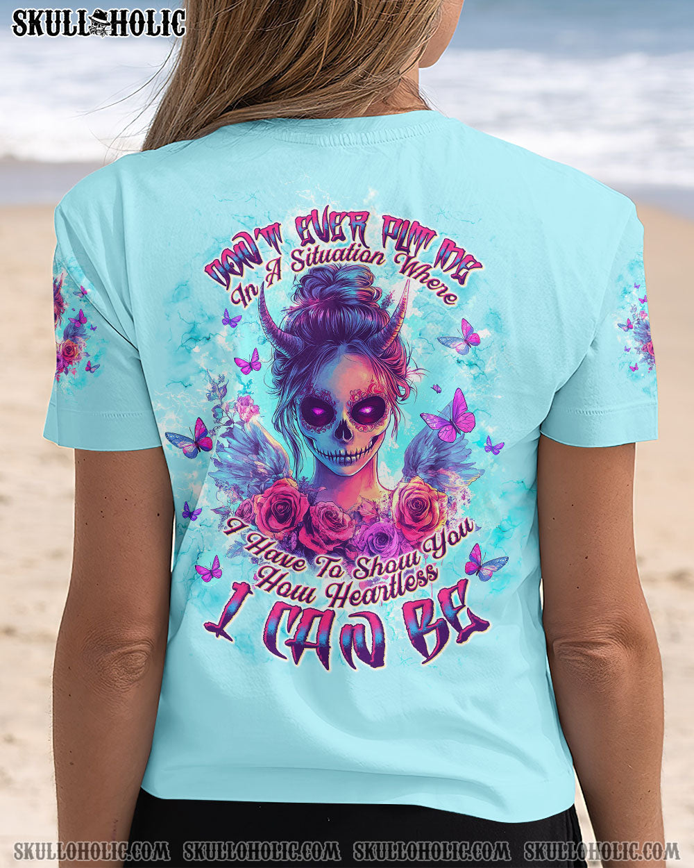 BLISSCORNERS HOW HEARTLESS I CAN BE SKULL LADY ALL OVER PRINT
