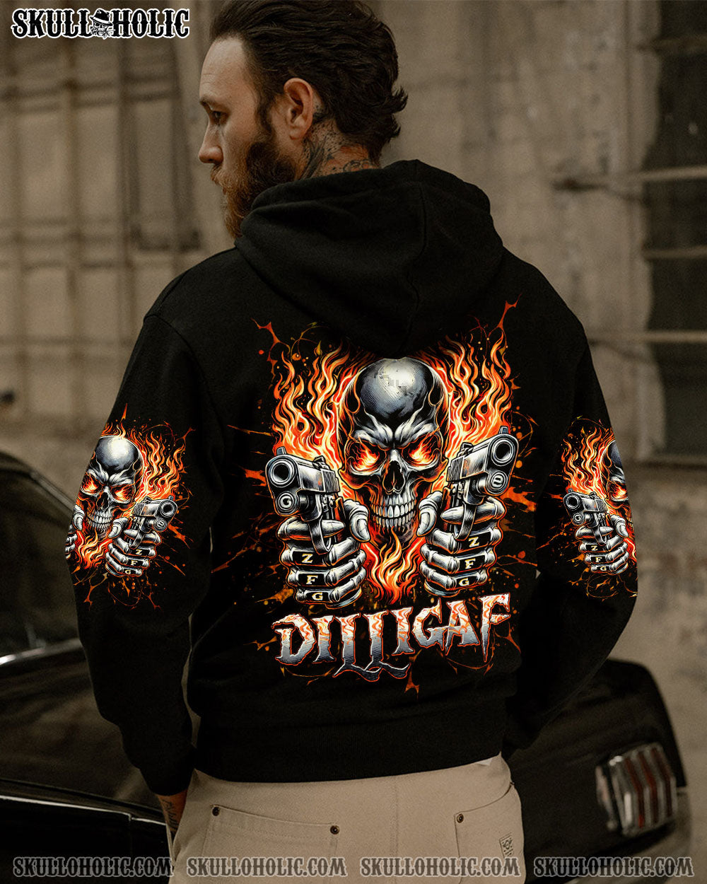BLISSCORNERS DILLIGAF SKULL FIRE ALL OVER PRINT