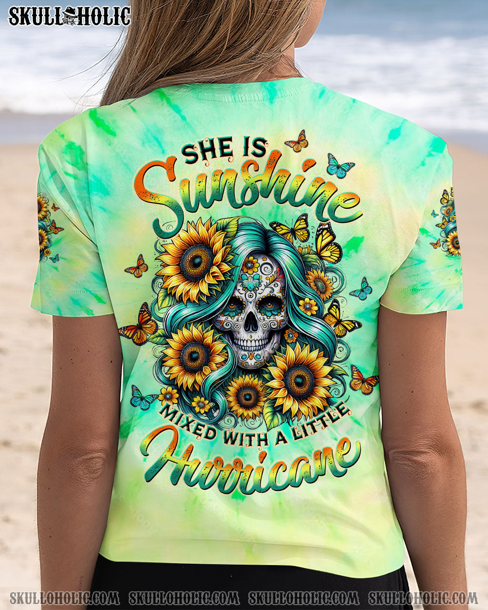 BLISSCORNERS SHE IS SUNSHINE SKULL TIE DYE ALL OVER PRINT