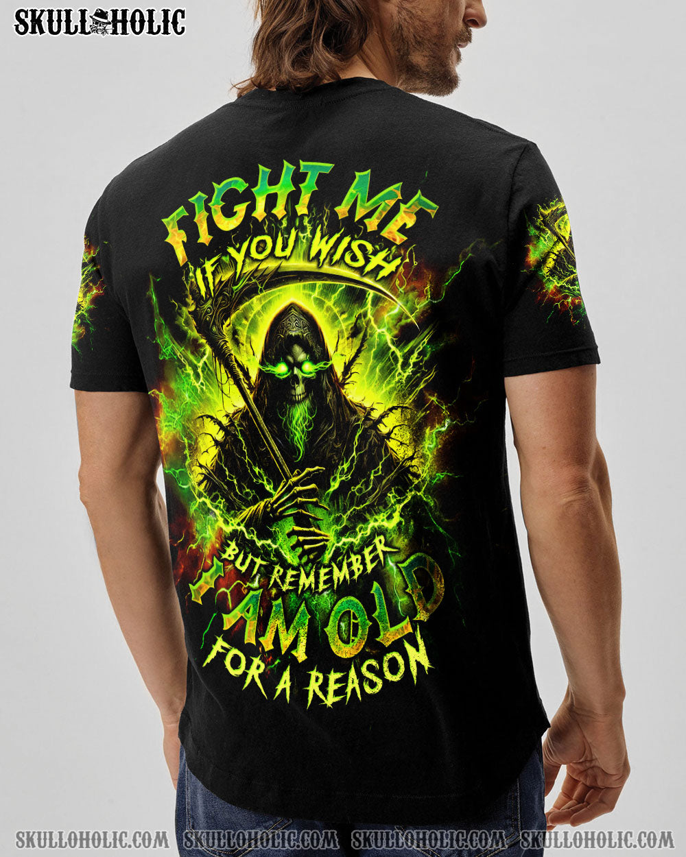BLISSCORNERS FIGHT ME IF YOU WISH REAPER SKULL ALL OVER PRINT - TLTW0702252