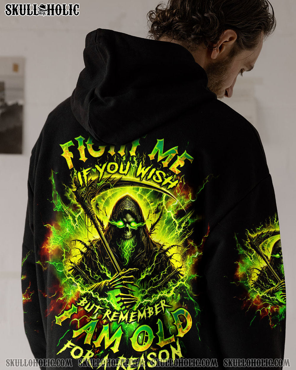BLISSCORNERS FIGHT ME IF YOU WISH REAPER SKULL ALL OVER PRINT - TLTW0702252