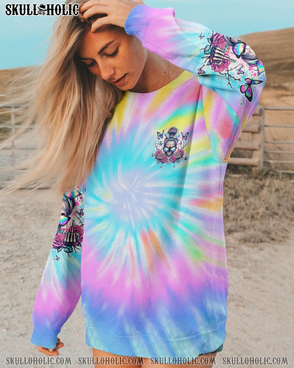 BLISSCORNERS A MOUTH I CAN'T CONTROL MESSY BUN SKULL ALL OVER PRINT
