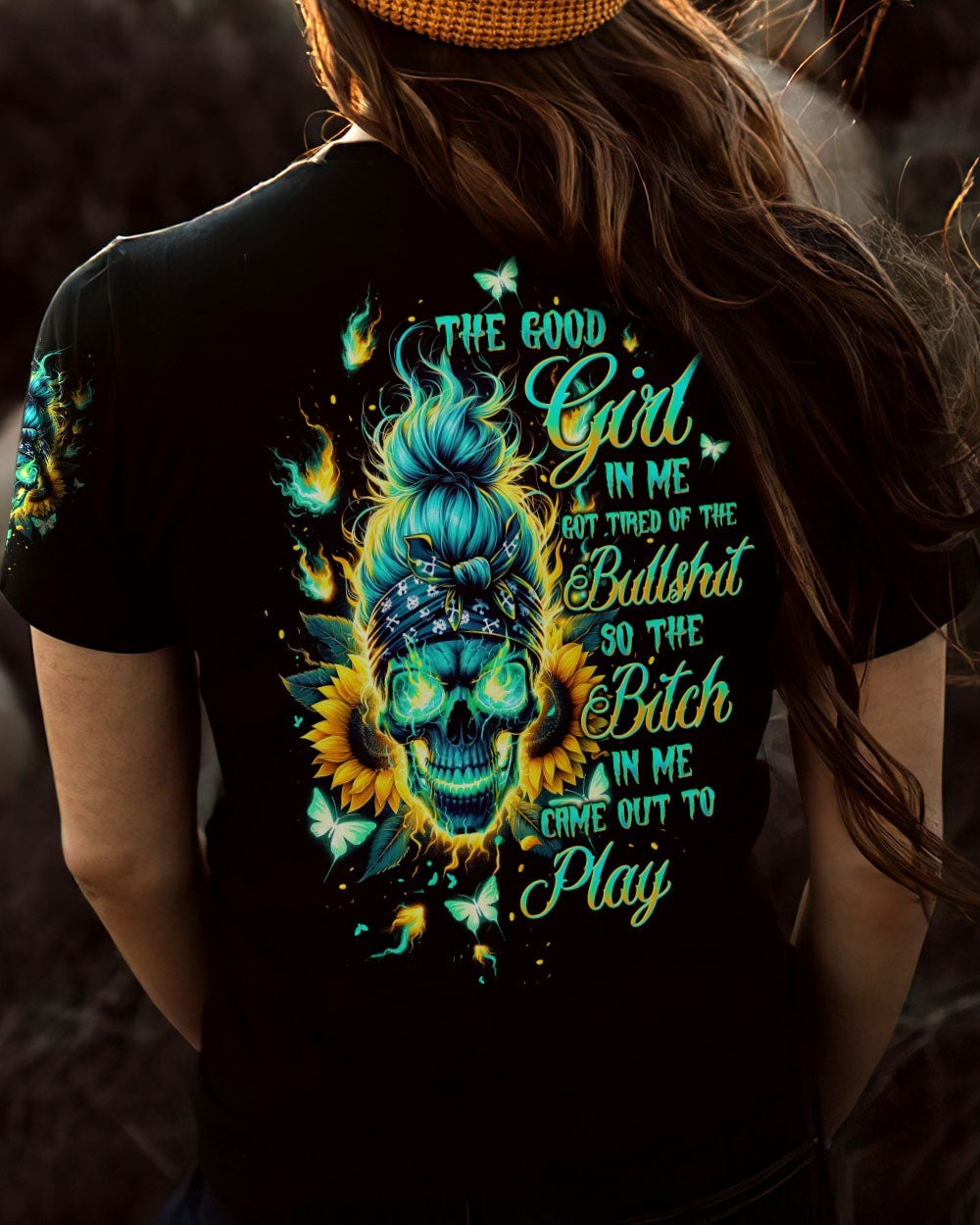 BLISSCORNERS DRINK UP B MESSY BUN SKULL PATRICK'S DAY ALL OVER PRINT