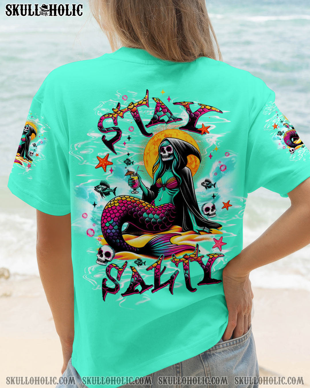 BLISSCORNERS STAY SALTY SKELETON MERMAID ALL OVER PRINT