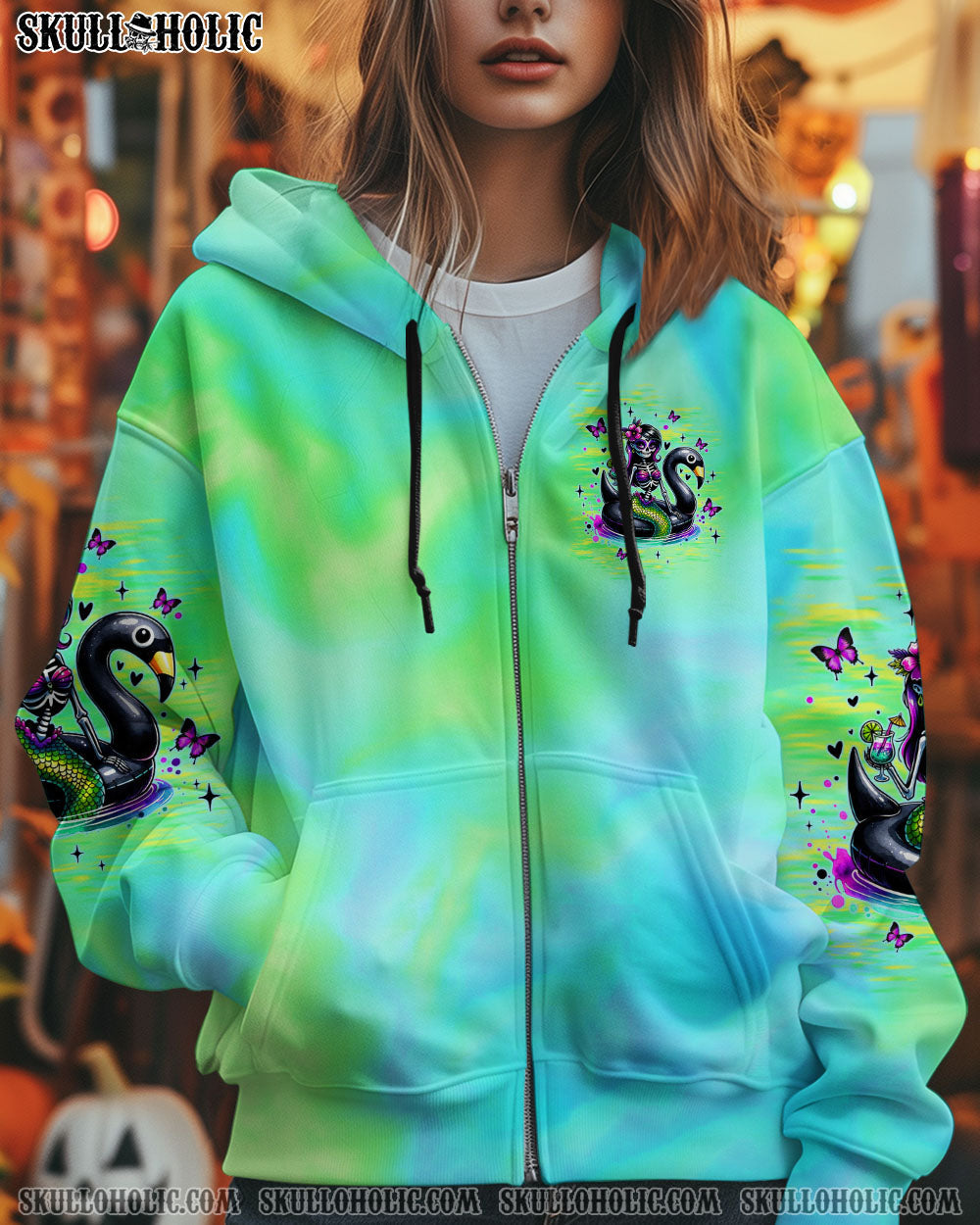 BLISSCORNERS HOT GHOUL SUMMER MERMAID SKELETON ALL OVER PRINT
