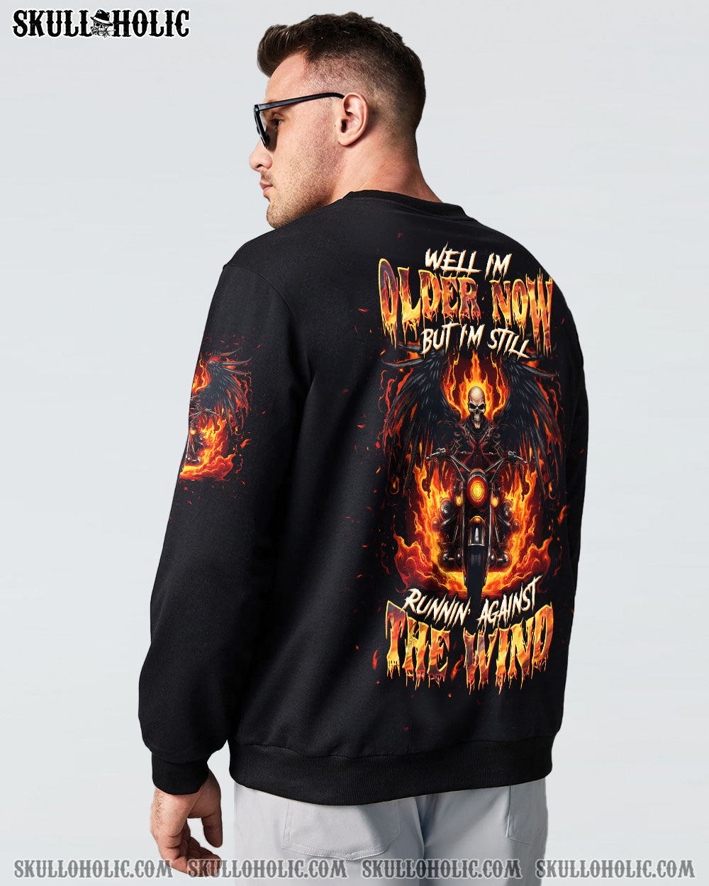 BLISSCORNERS RUNNING AGAINST THE WIND BIKER SKULL ALL OVER PRINT
