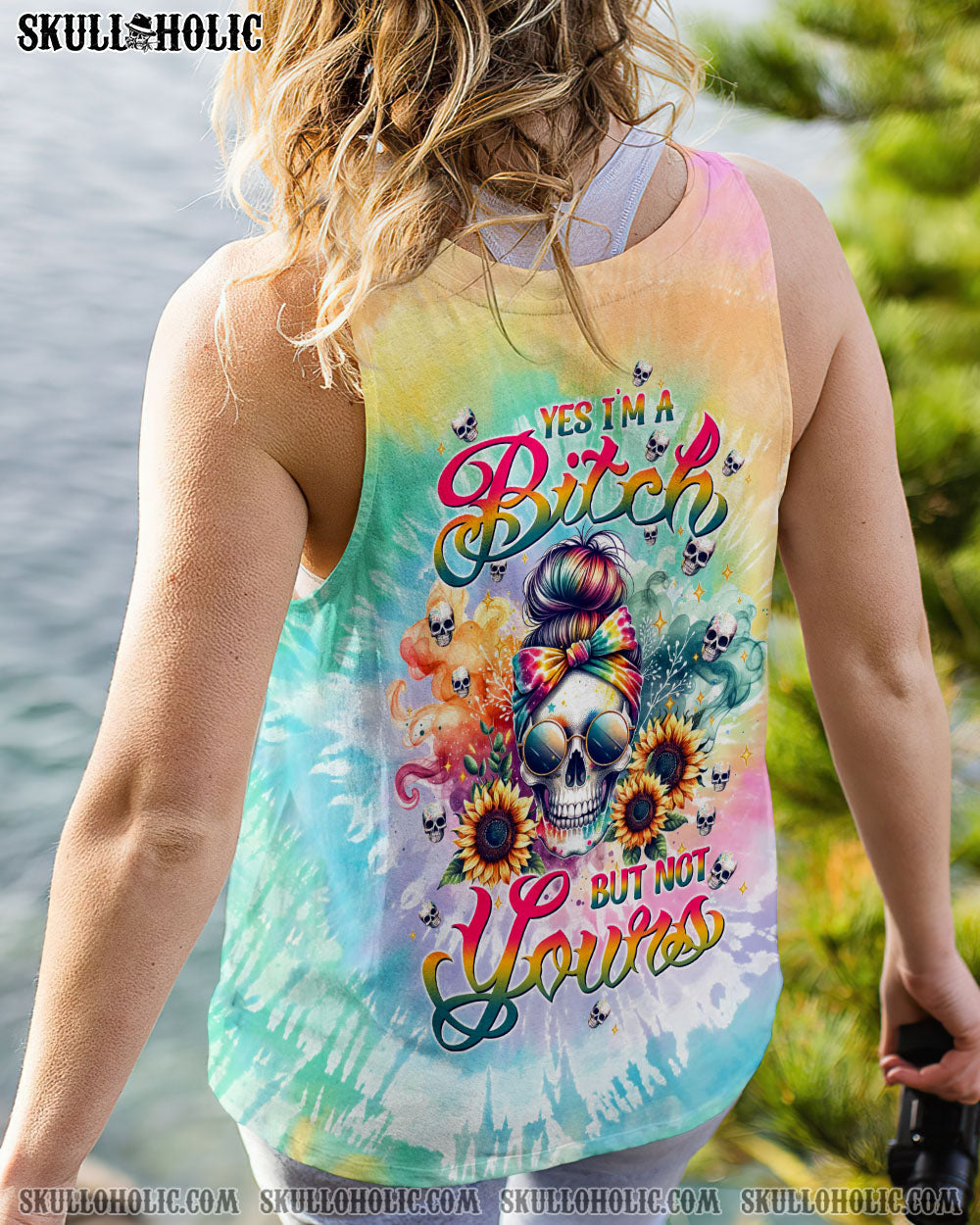 BLISSCORNERS MY GIVE A F IS BROKEN MESSY BUN SKULL ALL OVER PRINT