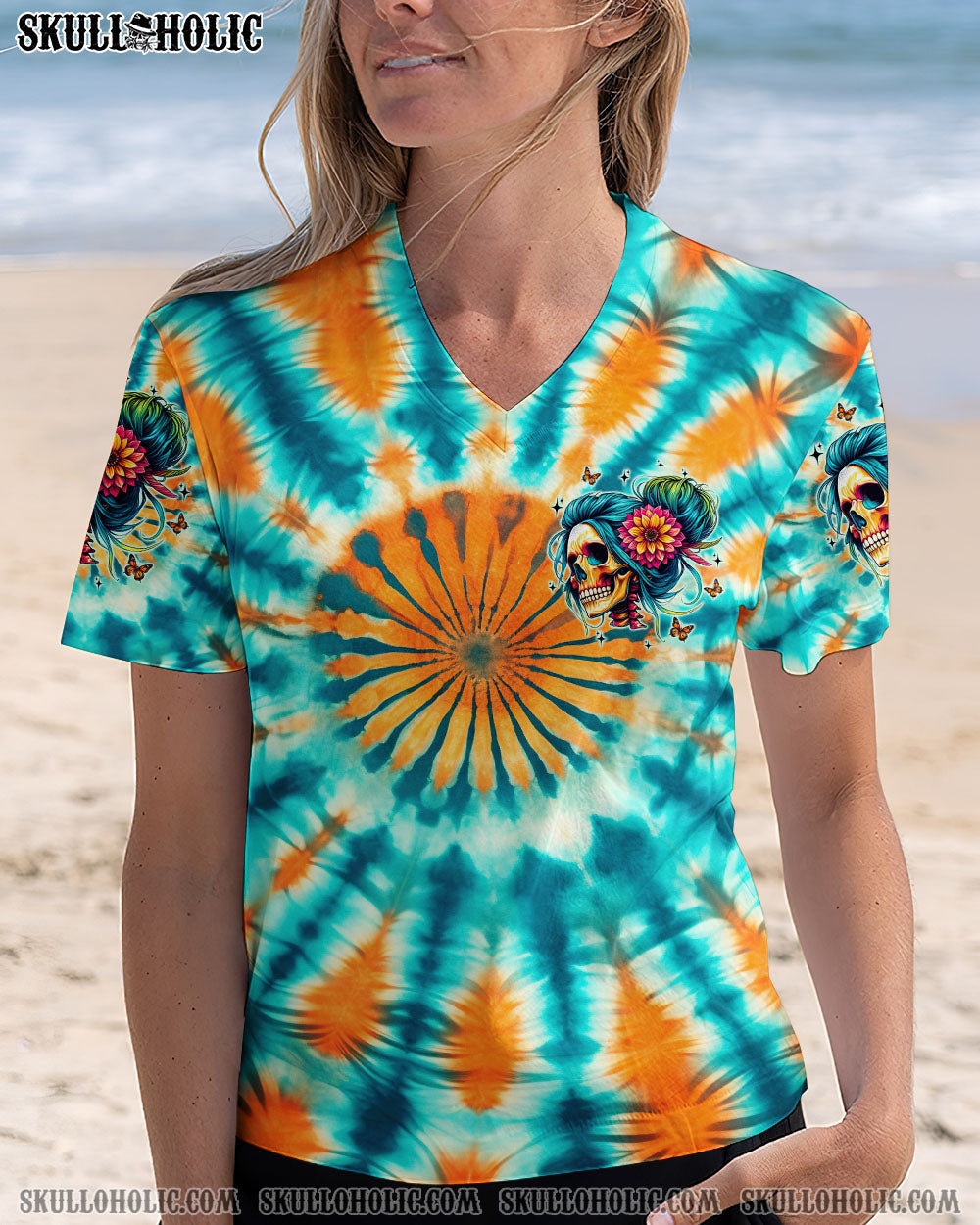 BLISSCORNERS FINE AS WINE MESSY BUN SKULL TIE DYE ALL OVER PRINT