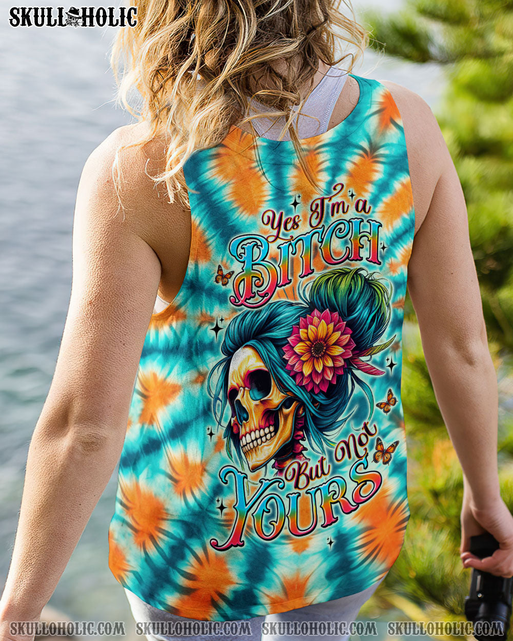BLISSCORNERS FINE AS WINE MESSY BUN SKULL TIE DYE ALL OVER PRINT