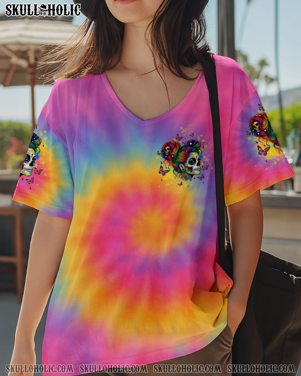 BLISSCORNERS I DON'T HAVE RESTING B FACE SKULL TIE DYE ALL OVER PRINT