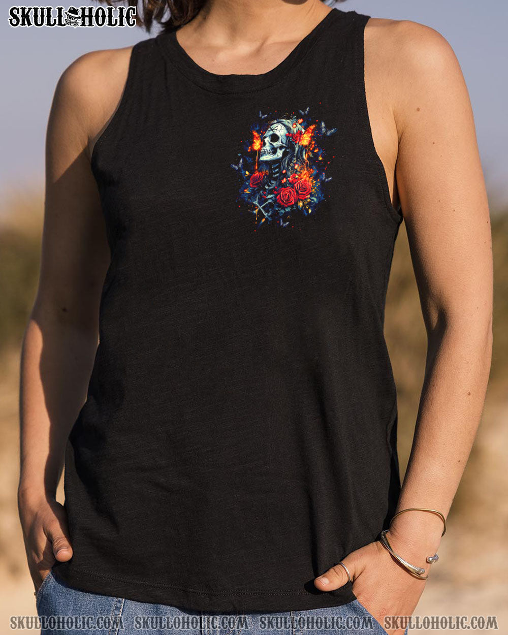 BLISSCORNERS (HOT DEAL) HALF GODDESS HALF HELL SKULL LADY ALL OVER PRINT