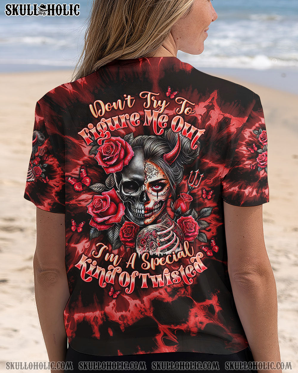 BLISSCORNERS DON'T TRY TO FIGURE ME OUT SKULL LADY ALL OVER PRINT