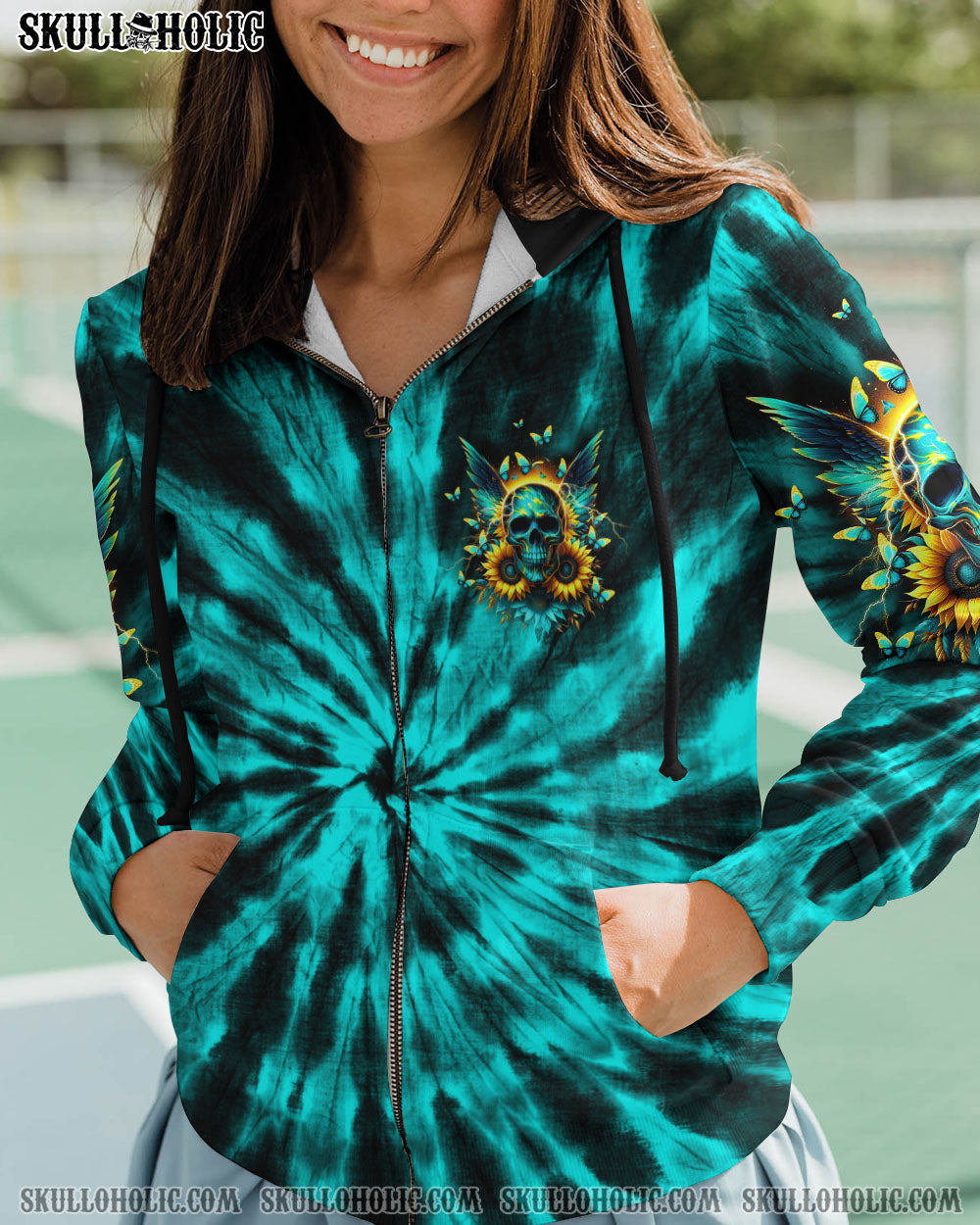 BLISSCORNERS SHE IS SUNSHINE SKULL WINGS TIE DYE ALL OVER PRINT