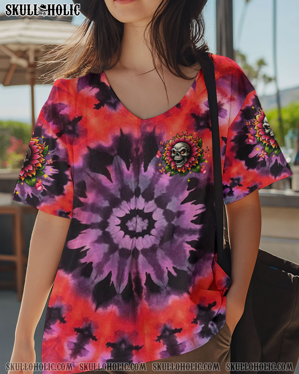 BLISSCORNERS JUDGE ME WHEN SKULL FLOWER TIE DYE ALL OVER PRINT