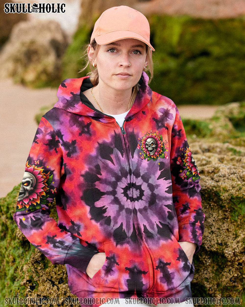 BLISSCORNERS JUDGE ME WHEN SKULL FLOWER TIE DYE ALL OVER PRINT
