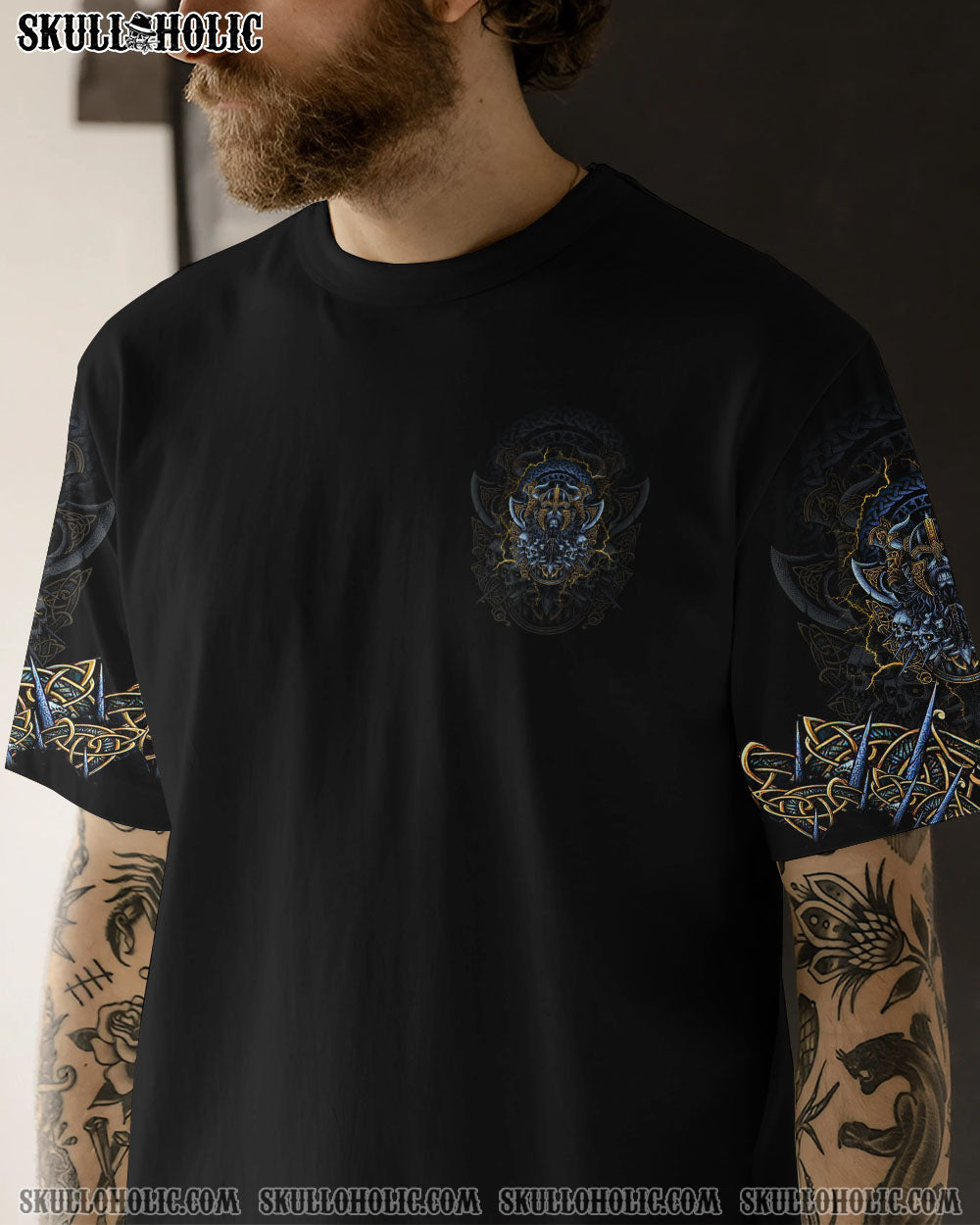 BLISSCORNERS SEE YOU IN VALHALLA VIKING SKULL ALL OVER PRINT