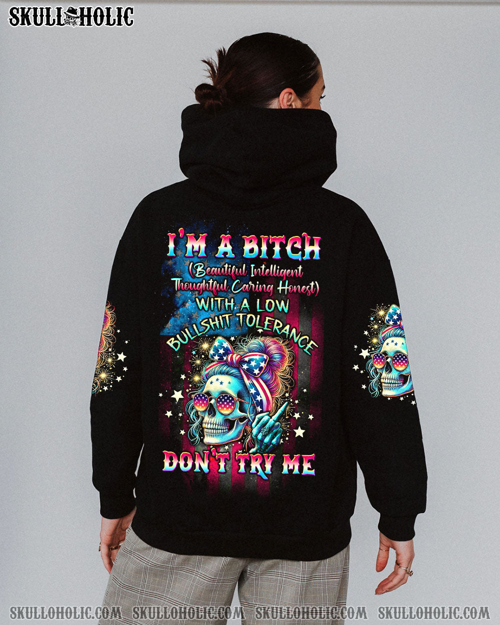 BLISSCORNERS YOUR FIRST MISTAKE BUTTERFLY SKULL MESSY BUN ALL OVER PRINT