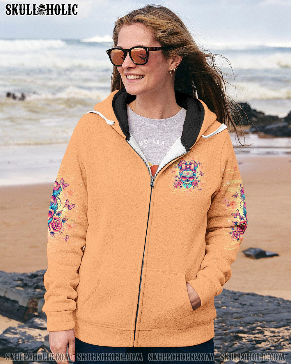 BLISSCORNERS THE GOOD GIRL IN ME SKULL MESSY BUN ALL OVER PRINT