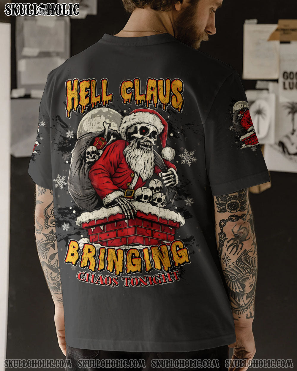 BLISSCORNERS HELL CLAUS SKULL CHRISTMAS ALL OVER PRINT