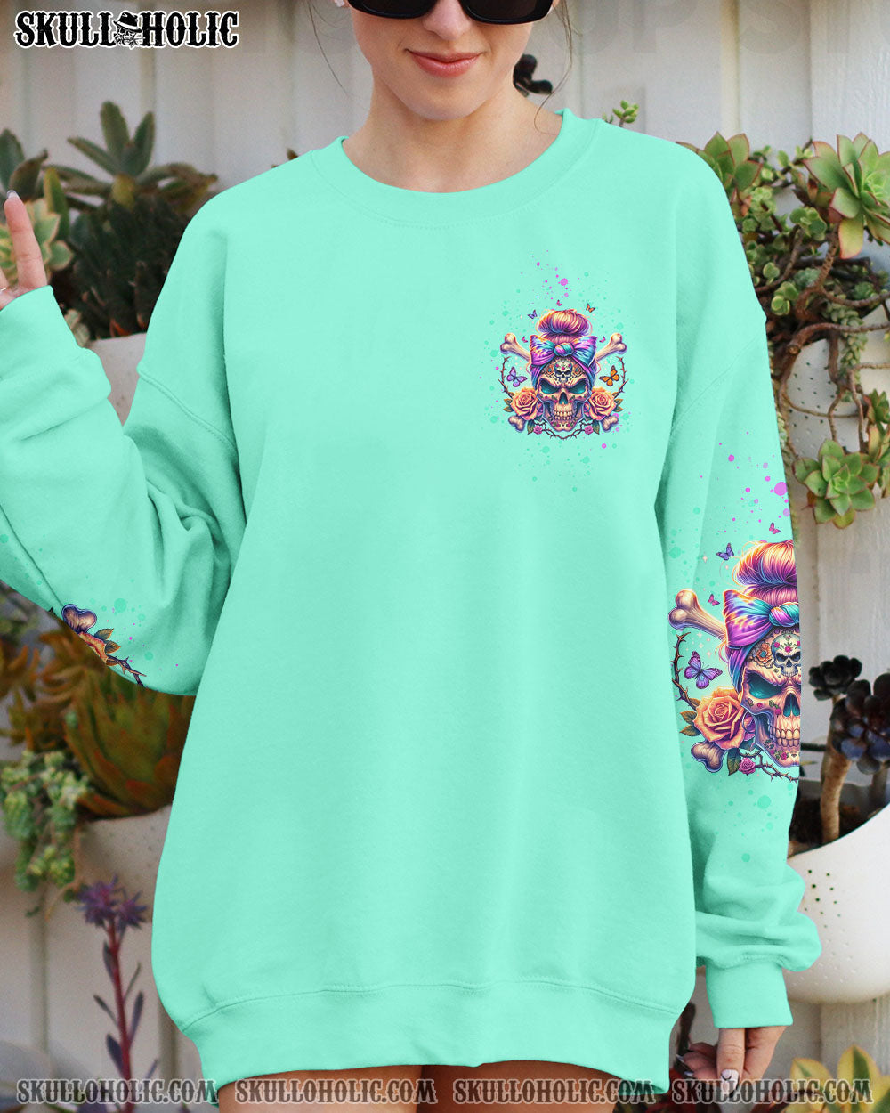 BLISSCORNERS THE GOOD GIRL IN ME MESSY BUN BUTTERFLY ALL OVER PRINT