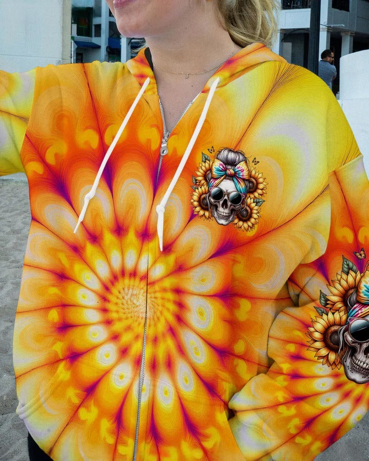 BLISSCORNERS SHE IS SUNSHINE SKULL TIE DYE ALL OVER PRINT 2