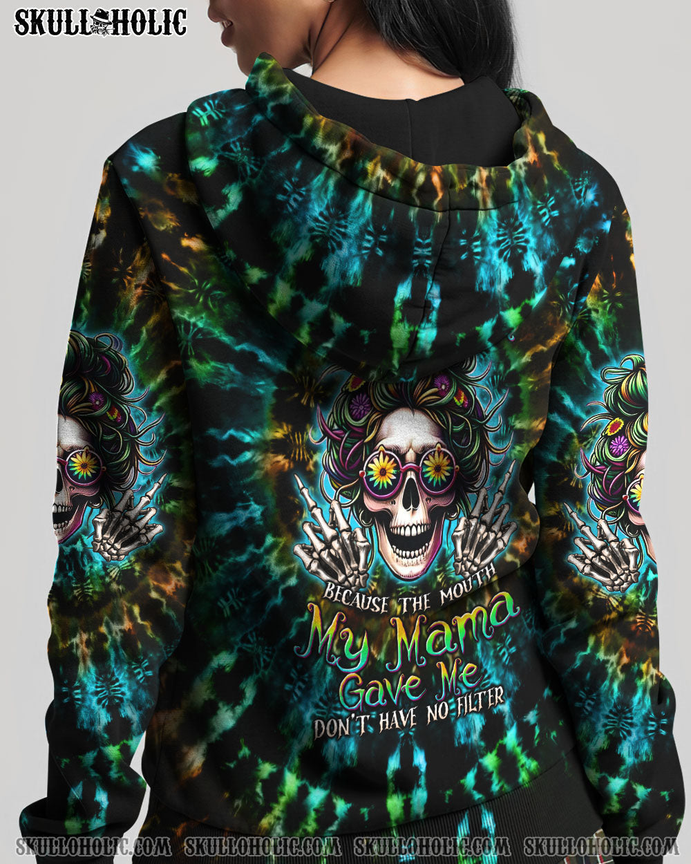 BLISSCORNERS I AM THE STORM ROSE SKULL MESSY BUN ALL OVER PRINT