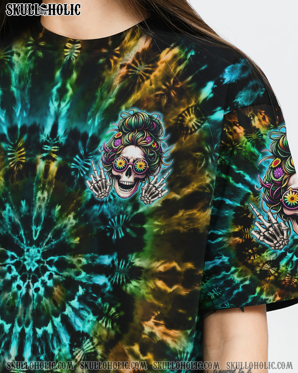 BLISSCORNERS I AM THE STORM ROSE SKULL MESSY BUN ALL OVER PRINT
