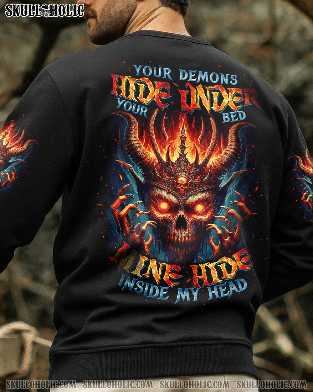 BLISSCORNERS YOUR DEMONS HIDE UNDER YOUR BED SKULL ALL OVER PRINT