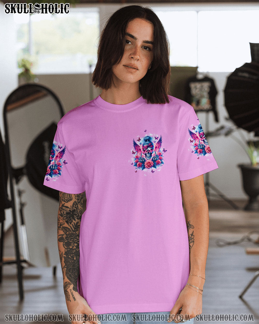 BLISSCORNERS JUDGE ME WHEN SKULL MESSY BUN ROSE ALL OVER PRINT