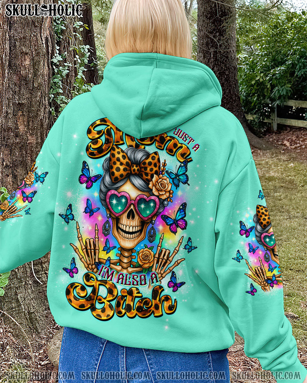 BLISSCORNERS I AM A NICE PERSON SKULL MESSY BUN TIE DYE ALL OVER PRINT
