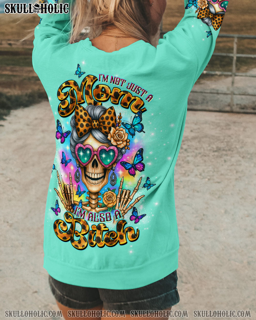 BLISSCORNERS I AM A NICE PERSON SKULL MESSY BUN TIE DYE ALL OVER PRINT